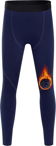 Blueleaf Boys Thermal Compression Pants - Youth Fleece Lined Athletic Leggings Kids Base Layer Tights Cold Weather Gear in Saudi Arabia