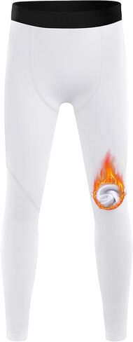 Blueleaf Boys Thermal Compression Pants - Youth Fleece Lined Athletic Leggings Kids Base Layer Tights Cold Weather Gear in Saudi Arabia