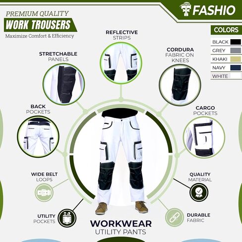 Mens Construction Pants Utility Work Heavy Duty Workwear Trousers Carpenter Knee Reinforcement Cordura Safety Pants in Saudi Arabia