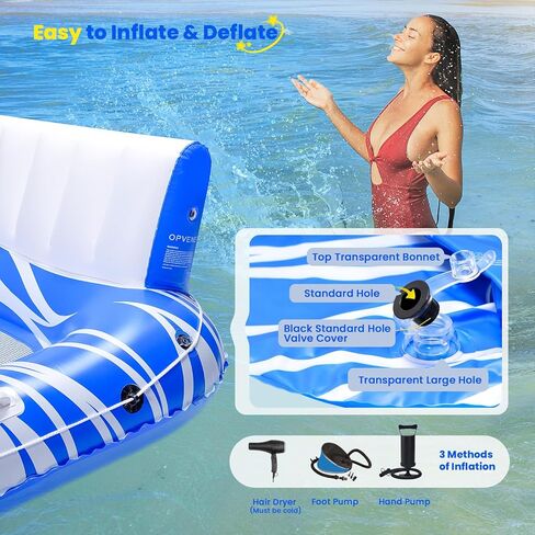 Inflatable Wate Float Lounger Adults with 4 Cup Holders, 2 Handles, Backrest & Footrest, Pool Floaties raft for Swimming Lake River Beach Floats, Water Floaty Adults Teens in Saudi Arabia