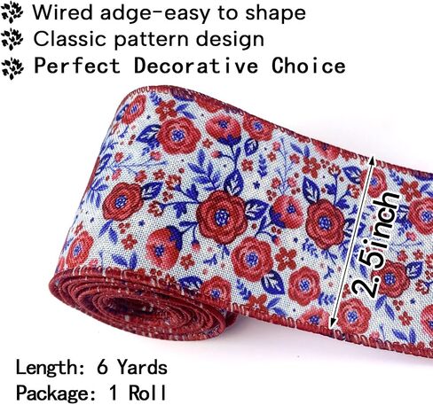 2.5Inch Patriotic Ribbon 4th of July Stars and Stripes Burlap Wired Edge Ribbon 6 Yard Patriotic Highland Cow American Flag Cow Ribbon for Independence Day Gift Wrapping DIY Wreath Bow Craft Sewing in Saudi Arabia