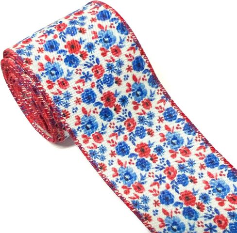 2.5Inch Patriotic Ribbon 4th of July Stars and Stripes Burlap Wired Edge Ribbon 6 Yard Patriotic Highland Cow American Flag Cow Ribbon for Independence Day Gift Wrapping DIY Wreath Bow Craft Sewing in Saudi Arabia