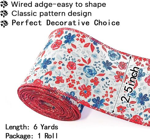 2.5Inch Patriotic Ribbon 4th of July Stars and Stripes Burlap Wired Edge Ribbon 6 Yard Patriotic Highland Cow American Flag Cow Ribbon for Independence Day Gift Wrapping DIY Wreath Bow Craft Sewing in Saudi Arabia