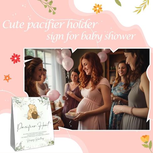Pacifier Hunt Sign, Mini Pacifiers Baby Shower Game Set, 50Pcs Mini Brown Pacifiers Decor for Baby Shower, Gender Reveal Activities Games for Adults Kids 5 * 7IN in Saudi Arabia