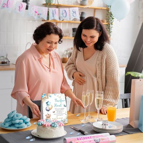 علامة صيد اللهاية، مجموعة اللهايات الصغيرة لألعاب استحمام الطفل، 50 قطعة من اللهايات البنية الصغيرة المزخرفة لاستحمام الطفل، ألعاب أنشطة الكشف عن الجنس للبالغين والأطفال 5 * 7 بوصات in Kuwait