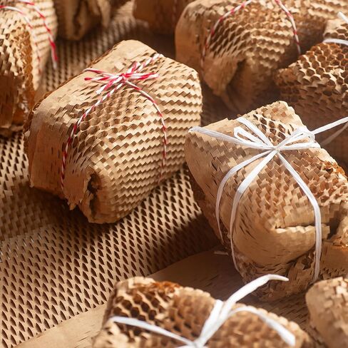 Honeycomb Packing Paper 15''x656' Substitute Alternative to Bubble Cushioning Wrap for Moving Shipping Packaging,Recyclable Moving Supplies Eco-Friendly Packing Paper with 500 Fragile Sticker Labels in Saudi Arabia