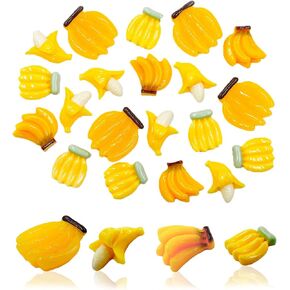 Miniature Bananas - 60Pcs 1/12 Scale Mini Resin Banana Miniature Artificial Bananas Fake Simulated Banana Models Lifelike Banana Plastic Banana Mini Fruit for Mini House Kitchen Fairy Garden Decor