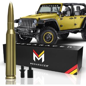 Mega Racer Metallic Gold Antenna for Jeep Wranger Gladiator 2007-2024 JT JKU JLU JK JL Jeep Wrangler Accessories, Sahara Rubicon Willys Mojave Jeep Antenna Replacement, Wrangler Gladiator Accessories