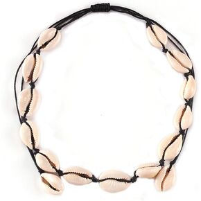Puka Shell Necklace for Men Women Bohemian Handmade Natural White Colorful Irregular Shell Choker Necklace Adjustable Seashell Necklace Cowrie Shell Hawaiian Summer Beach Boho Jewelry Gifts