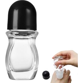 1PCS Glass Empty Roller Bottles with Plastic Roller Ball, Deodorant Roll On Bottles Containers Leak Proof Massage Roller Ball Bottles with Cap For Essential Oils Perfume Cosmetics(30ml)