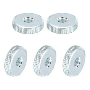 uxcell Knurled Thumb Nuts, M4 Female Thread Thin Type, Zinc-Plated Carbon Steel Knurled Nut Flat Head Through Hole Lock Adjusting Nuts for 3D Printer, 5Pcs
