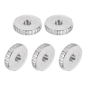 uxcell Knurled Thumb Nuts, M10 Female Thread Thin Type, Nickel-Plated Carbon Steel Knurled Nut Flat Head Through Hole Lock Adjusting Nuts for 3D Printer, 30Pcs