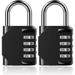 BTSYBT 2 Pack Long Shackle Combination Lock 4 Digit, Black Resettable Combination Padlock, Metal Locker Lock for School Gym Locker, Outdoor Gate, Shed, Toolbox, Fence