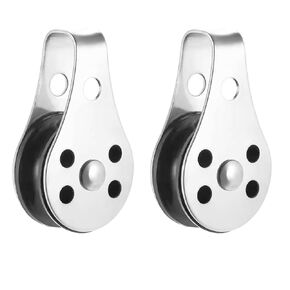 QISHUO SUS316 Nylon Steel Rope Pulley System Wheel Outdoor Steel Pulley Smooth Cable Rigging Pulley Block Outdoor Suitable for 0.08 to 0.32 Inch Ropes 2Pcs