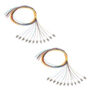 12 Fibers LC OM2 Multimode (MM) Fiber Optic Pigtail 1.5m LC Multimode Fiber Cable Pigtail for Engineering Network Fiber Access, 2 Packs