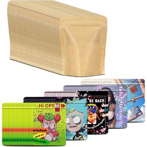 Kraft Paper Self Sealing Bag Colored Printing 5.3 * 3.5 inches 100 piece Gift Bag Kraft Paper Bag, Candy Bag, Biscuit Bag, Party Bag, Retail Product Bag, Small Business Craft Bag (IK1)