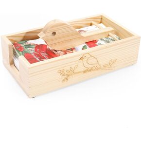 Napkin Holder for Table, Volepet Wooden Napkin Dispenser Large Side Opening with Paper Press, Rural Style Bathroom Disposable Guest Towel and Napkin Holders