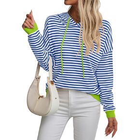Sweaters for Women Fall 2024 Clothes Fashion Sweatshirts with Hood Striped Pullover Knitted Tops