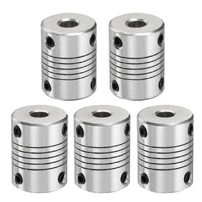 uxcell 5 Pcs Aluminum Alloy Shaft Coupling 6.35mm to 6.35mm, Flexible Coupling Motor Connector Joint, Stepper Motor Coupler for CNC Machine & 3D Printer (L25xD19)