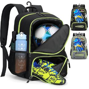 RAINSMORE Soccer Bag Soccer Backpack with Ball Holder Shoe Compartment,Sport Equipment Bag for Basketball Volleyball Football