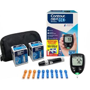 Ascensia CONTOUR NEXT GEN Blood Glucose Monitoring System – All-in-One Kit for Diabetes with Glucose Monitor and 20 Test Strips For Blood Sugar & Glucose Testing