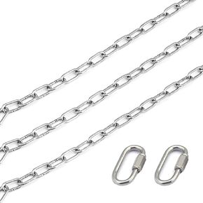 Stainless Steel Chain, Ladulpez SUS304 5/64in 6.5ft Chain Link Light Fixture Chain Adjustable Metal Chain for Home Outdoor Camping Hanging etc, Maximum Load is 77 Pound (5/64in(2mm)-6.5ft)