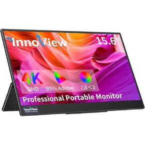 InnoView Portable Monitor Touchscreen 15.6'' Portable 4k Monitor 3840x2160 100% Adobe 10 Point Touch Screen Monitor USB C HDMI Ultra Slim Portable Monitor for Laptop Mac Switch Xbox Tablet PC Phone