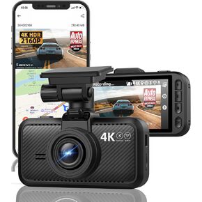 Dash Cam Front Rear, 4K Front + 4K Rear Full HD Dash Camera for Cars Built-in Wi-Fi Bluetooth GPS with 64GB SD Card, 3.0" IPS Screen with App Control, G-Sensor, HDR, Night Vision, 24H Parking Mode