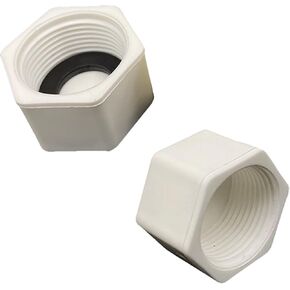 92102 RV Water Heater Drain Cover Replacement Kit, 1/2 Inch FPT Thread(2-Pack), Pipe Fitting Cap, Drain Cap, PPR Hex Female Thread Hose Connector with Gasket, for Garden and Outdoor (White)