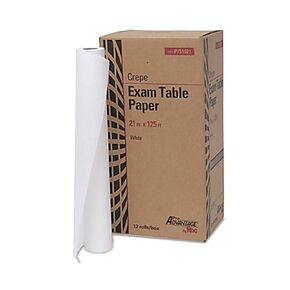 Pro Advantage NDC P751021 Exam Table Paper, Crepe, White, 21" W x 125' L (Pack of 12)