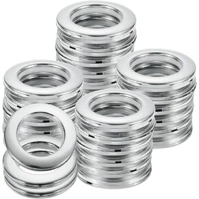 uxcell 50pcs Curtain Grommets, 1-5/7"(42 mm) ID Window Curtain Panels Eyelet Rings Low-Noise Sliding Roman Curtain Hardware Clip Rings for Window Bathroom Bedroom Curtain Rod, Grey