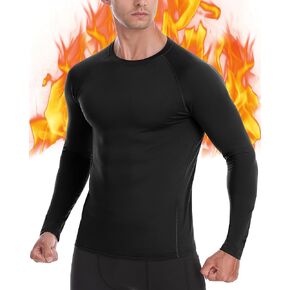 Mens Thermal Compression Shirts - Warm Long Sleeve Fleece Lined Tops Athletic Base Layer for Running Cold Weather