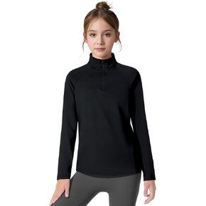 Girls Long Sleeve Shirts Dry Fit Athletic Tops Quarter Zip Pullover Kids Teens Sportswear for Golf Yoga Tennis in Kuwait