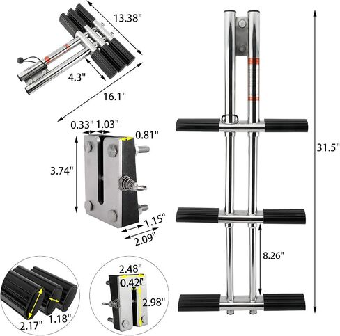 Amarine made Heavy Duty 3 Steps Boat Marine Dual Vertical Telescoping Tube Stainless Steel Sport Diver Ladder with Mount - 3 Steps - M1085S3 in Saudi Arabia