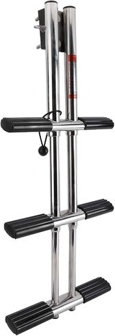 Amarine made Heavy Duty 3 Steps Boat Marine Dual Vertical Telescoping Tube Stainless Steel Sport Diver Ladder with Mount - 3 Steps - M1085S3 in Saudi Arabia