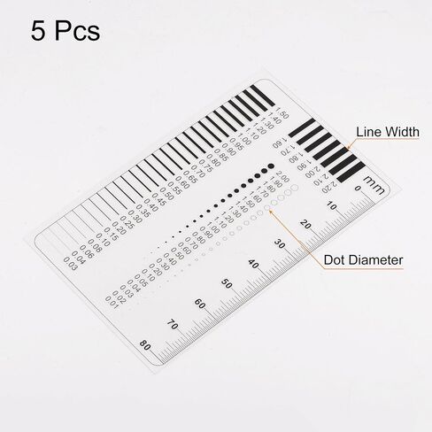 HARFINGTON 5pcs High Precision SEC Size Estimation Chart 80mm Covered Transparency Flaw Detection Film Ruler for Diameter and Line Width Defects Measuring in Kuwait