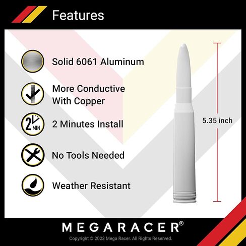 Mega Racer Metallic Gold Antenna for Jeep Wranger Gladiator 2007-2024 JT JKU JLU JK JL Jeep Wrangler Accessories, Sahara Rubicon Willys Mojave Jeep Antenna Replacement, Wrangler Gladiator Accessories in Saudi Arabia