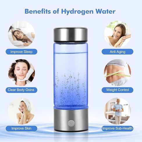 Hydrogen Water Bottle, Portable Hydrogen Water Ionizer Machine, Rechargeable Hydrogen Water Bottle Generator,with Pem SPE Technology Hydrogen Water Cup for Exercise, Travel in Saudi Arabia