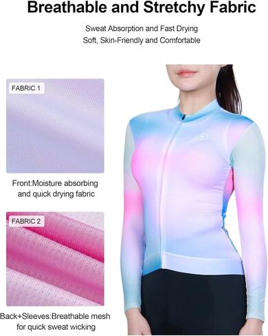 INBIKE Cycling Jersey Women Long Sleeve, Breathable Quick Dry Bike Shirt with 3 Rear Pockets, Reflective Biking Tops in Kuwait