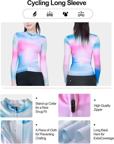 INBIKE Cycling Jersey Women Long Sleeve, Breathable Quick Dry Bike Shirt with 3 Rear Pockets, Reflective Biking Tops in Kuwait