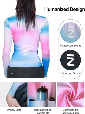 INBIKE Cycling Jersey Women Long Sleeve, Breathable Quick Dry Bike Shirt with 3 Rear Pockets, Reflective Biking Tops in Kuwait