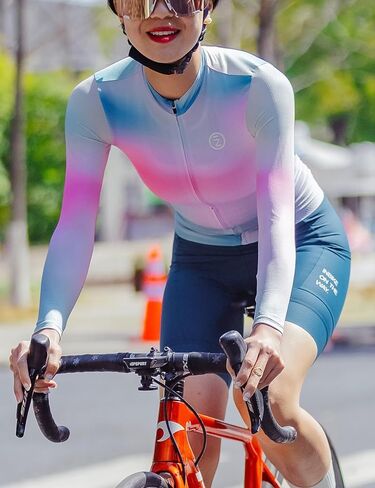 INBIKE Cycling Jersey Women Long Sleeve, Breathable Quick Dry Bike Shirt with 3 Rear Pockets, Reflective Biking Tops in Kuwait