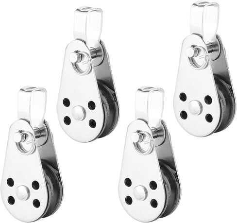 QISHUO SUS316 Durable Lifting Load Pulley Block Wheels Single Pulley Durable Outdoor Stainless Steel Strong Pulley Blocks Rope Suitable for 0.08 to 0.32 inch Ropes 4Pcs in Saudi Arabia