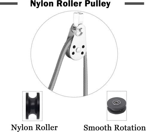 QISHUO SUS316 Durable Lifting Load Pulley Block Wheels Single Pulley Durable Outdoor Stainless Steel Strong Pulley Blocks Rope Suitable for 0.08 to 0.32 inch Ropes 4Pcs in Saudi Arabia