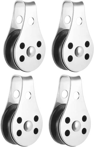 QISHUO SUS316 Nylon Steel Rope Pulley System Wheel Outdoor Steel Pulley Smooth Cable Rigging Pulley Block Outdoor Suitable for 0.08 to 0.32 Inch Ropes 2Pcs in Saudi Arabia