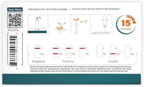 COVID-19 Antigen Home Test, FDA EUA at-Home Self Test, Non-invasive Nasal Swab, Easy to Use and Results Within 15 Minutes (1 Pack, 2 Tests Total) in Saudi Arabia