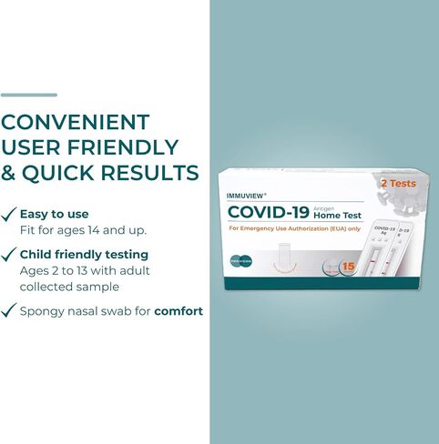 COVID-19 Antigen Home Test, FDA EUA at-Home Self Test, Non-invasive Nasal Swab, Easy to Use and Results Within 15 Minutes (1 Pack, 2 Tests Total) in Saudi Arabia