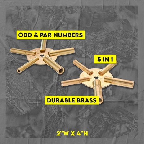 SE Universal Brass Clock Key for Winding Clocks, Odd and Even Numbers (Odd Even 5 Prong) in Saudi Arabia