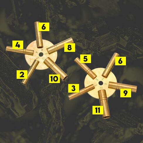 SE Universal Brass Clock Key for Winding Clocks, Odd and Even Numbers (Odd Even 5 Prong) in Saudi Arabia