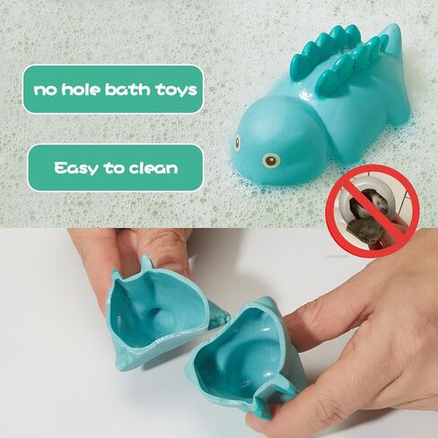 Baby Bath Toys 8 Pcs No Hole Dinosaur Baby Bath Toys Easy Clean Bath Toy for Babies 6-12 Months, Bathtub Toys for Toddlers 1-3 in Saudi Arabia